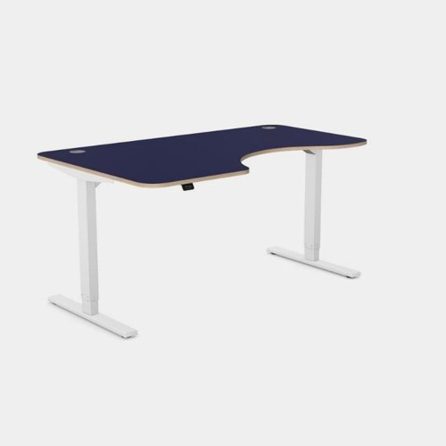 Curvy Height Adjustable Zoom White Legs- 1600 x 800 Left handed Blue Top