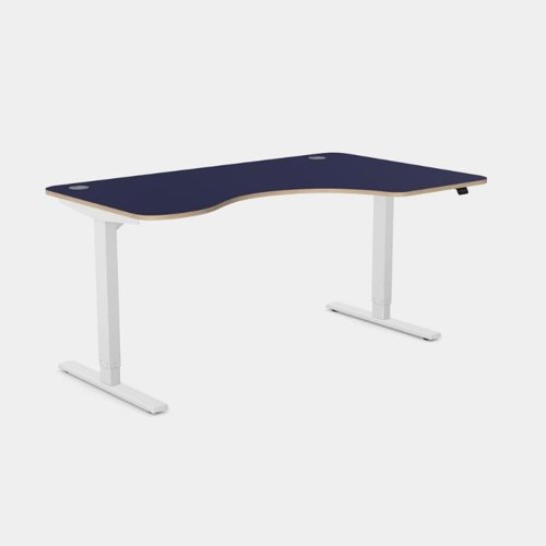 Curvy Height Adjustable Zoom White Legs- 1600 x 800 Right handed Blue Top