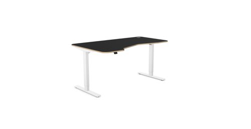 Kay Top Height Adjustable Zoom Grey Legs- 1600 x 800 Left handed Black Top