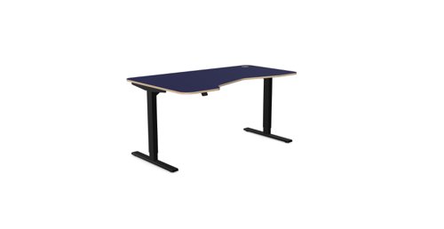 Kay Top Height Adjustable Zoom Grey Legs- 1600 x 800 Left  handed Blue Top