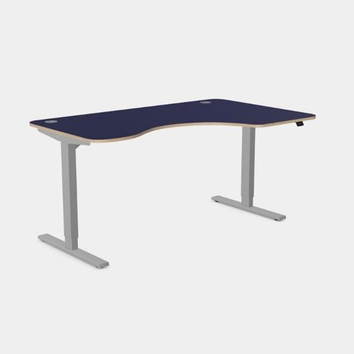 Curvy Height Adjustable Zoom Grey Legs- 1600 x 800 Right handed Blue Top