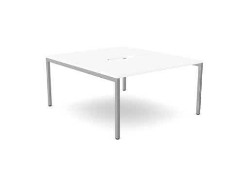 C-sense 1 Person Bench Open Leg Scallop Top 1400 x 800 - White /SLV