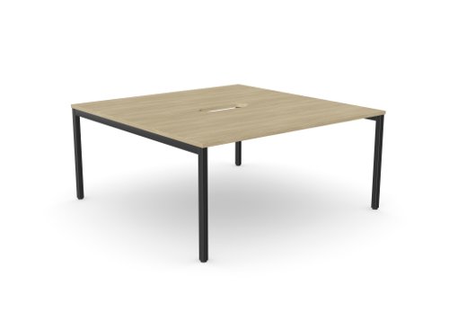 C-sense 1 Person Bench Open Leg Scallop Top 1600 x 800 - Urban Oak /BLK