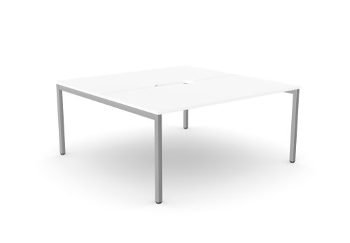 C-sense 1 Person Bench Open Leg Scallop Top 1600 x 800 - White /SLV