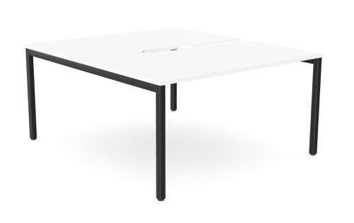 C-sense 2 Person Bench Open Leg Scallop Top 1400 x 800 - White /BLK