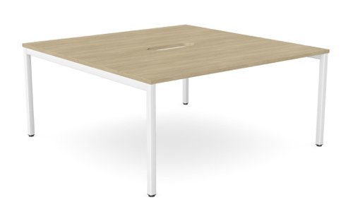 C-sense 2 Person Bench Open Leg Scallop Top 1600 x 800 - Urban Oak /WHT