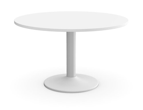 Kito Meeting Table 1200mm Round Top White Cylinder Base - White