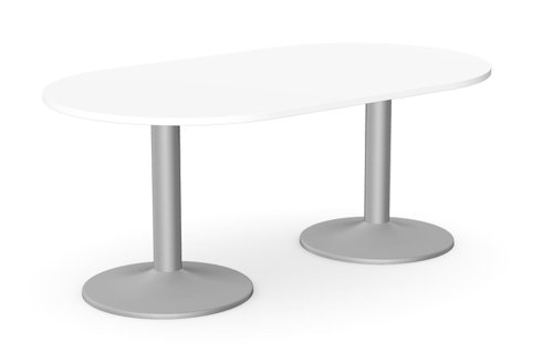 Kito Meeting Table 1800mm Round Top Silver Cylinder Base - White