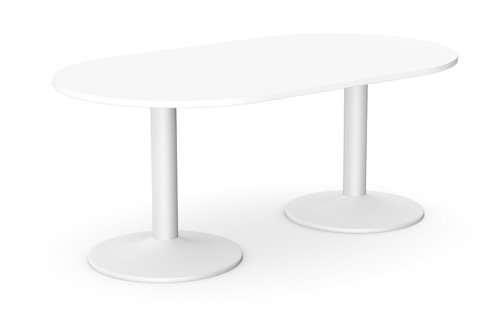 Kito Meeting Table 1800mm Round Top White Cylinder Base - White