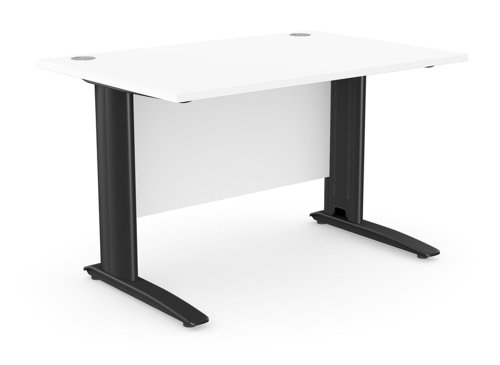 Komo Metal Leg 1200mm x 800mm Straight Desk - White/BLK