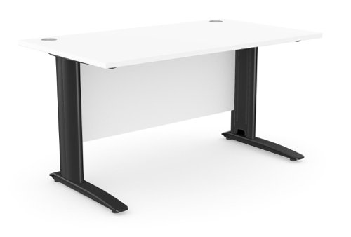 Komo Metal Leg 1400mm x 800mm Straight Desk - White/BLK