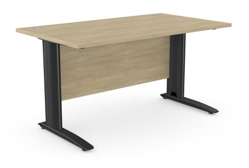 Komo Metal Leg 1400mm x 800mm Straight Desk - Urban Oak/BLK