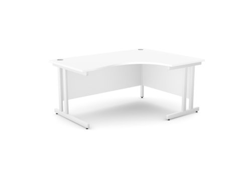 Ashford Twin Bar Metal Leg 1600/800 x 1200/600mm R/H Crescent - White / WHT