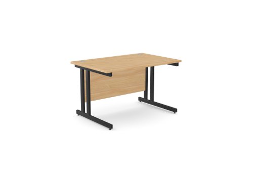 Ashford Twin Bar Metal Leg 1200mm x 800mm Straight Desk - Beech/BLK