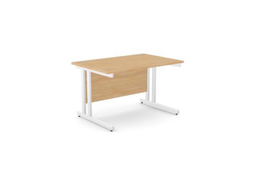 Ashford Twin Bar Metal Leg 1200mm x 800mm Straight Desk - Beech/WHT