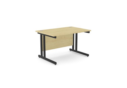 Ashford Twin Bar Metal Leg 1200mm x 800mm Straight Desk - Maple/BLK