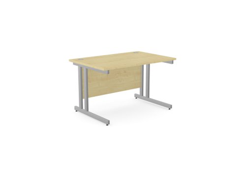 Ashford Twin Bar Metal Leg 1200mm x 800mm Straight Desk - Maple/SLV