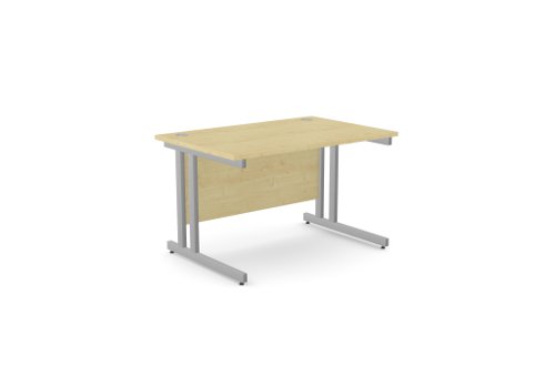 Ashford Twin Bar Metal Leg 1200mm x 800mm Straight Desk - Maple/SLV