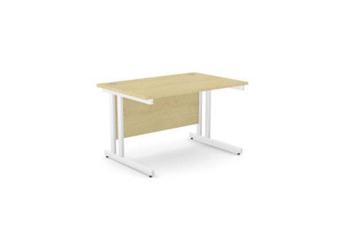 Ashford Twin Bar Metal Leg 1200mm x 800mm Straight Desk - Maple/WHT