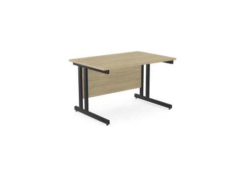Ashford Twin Bar Metal Leg 1200mm x 800mm Straight Desk - Urban Oak/BLK