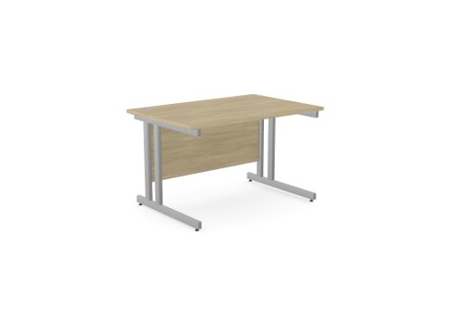 Ashford Twin Bar Metal Leg 1200mm x 800mm Straight Desk - Urban Oak/SLV