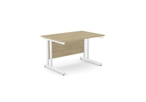 Ashford Twin Bar Metal Leg 1200mm x 800mm Straight Desk - Urban Oak/WHT