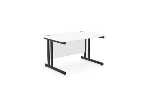 Ashford Twin Bar Metal Leg 1200mm x 800mm Straight Desk - White/BLK
