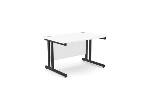 Ashford Twin Bar Metal Leg 1200mm x 800mm Straight Desk - White/BLK