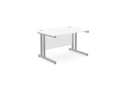 Ashford Twin Bar Metal Leg 1200mm x 800mm Straight Desk - White/SLV