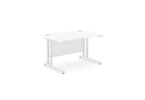 Ashford Twin Bar Metal Leg 1200mm x 800mm Straight Desk - White/WHT