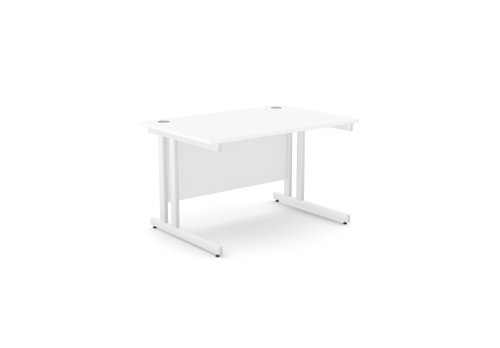 Ashford Twin Bar Metal Leg 1200mm x 800mm Straight Desk - White/WHT