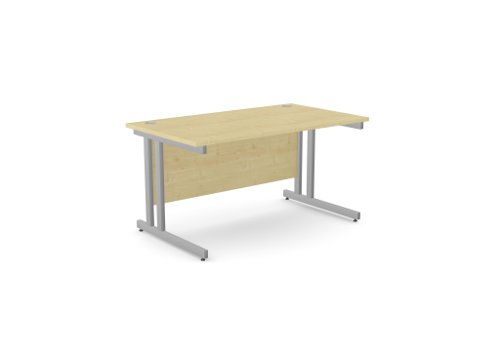 Ashford Twin Bar Metal Leg 1400mm x 800mm Straight Desk - Maple/SLV