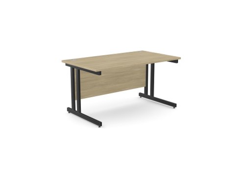 Ashford Twin Bar Metal Leg 1400mm x 800mm Straight Desk - Urban Oak/BLK