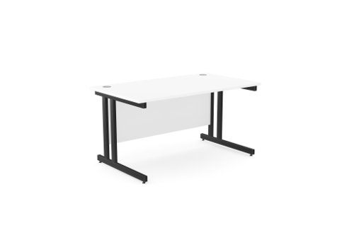 Ashford Twin Bar Metal Leg 1400mm x 800mm Straight Desk - White/BLK