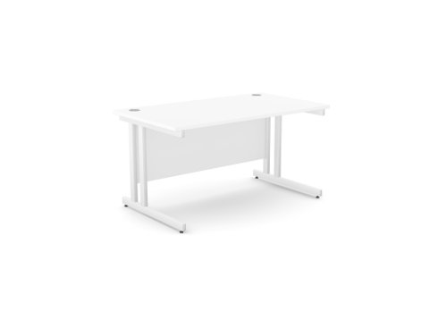 Ashford Twin Bar Metal Leg 1400mm x 800mm Straight Desk - White/WHT