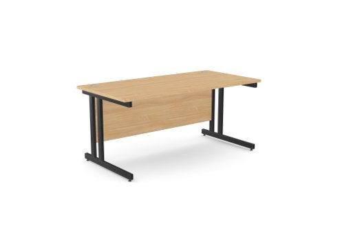 Ashford Twin Bar Metal Leg 1600mm x 800mm Straight Desk - Beech/BLK