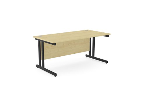 Ashford Twin Bar Metal Leg 1600mm x 800mm Straight Desk - Maple /BLK
