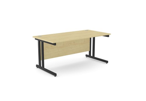 Ashford Twin Bar Metal Leg 1600mm x 800mm Straight Desk - Maple /BLK