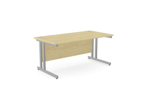 Ashford Twin Bar Metal Leg 1600mm x 800mm Straight Desk - Maple /SLV