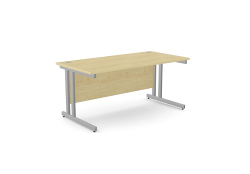 Ashford Twin Bar Metal Leg 1600mm x 800mm Straight Desk - Maple /SLV