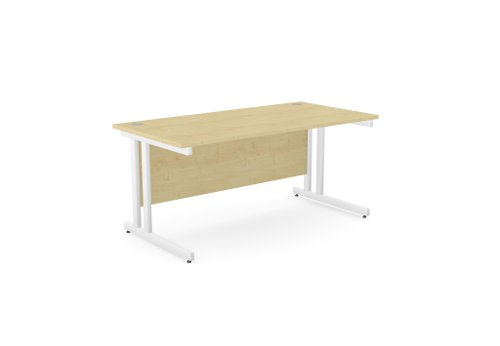 Ashford Twin Bar Metal Leg 1600mm x 800mm Straight Desk - Maple /WHT