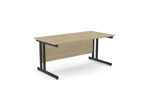 Ashford Twin Bar Metal Leg 1600mm x 800mm Straight Desk - Urban Oak/BLK