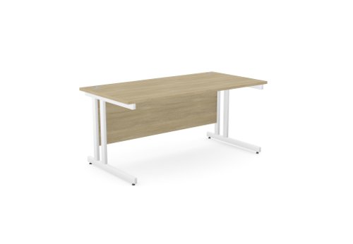 Ashford Twin Bar Metal Leg 1600mm x 800mm Straight Desk - Urban Oak/WHT