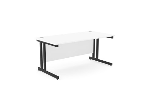Ashford Twin Bar Metal Leg 1600mm x 800mm Straight Desk - White/BLK