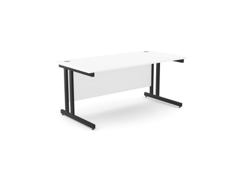 Ashford Twin Bar Metal Leg 1600mm x 800mm Straight Desk - White/BLK