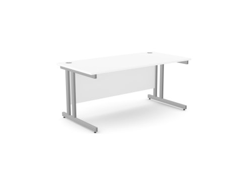 Ashford Twin Bar Metal Leg 1600mm x 800mm Straight Desk - White/SLV