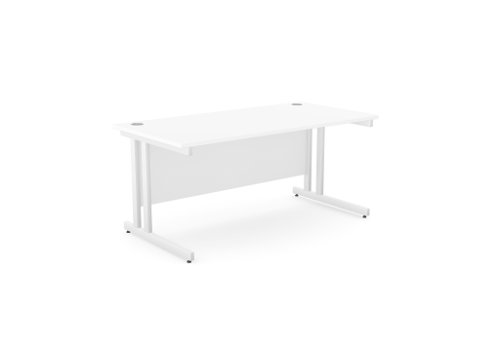 Ashford Twin Bar Metal Leg 1600mm x 800mm Straight Desk - White/WHT