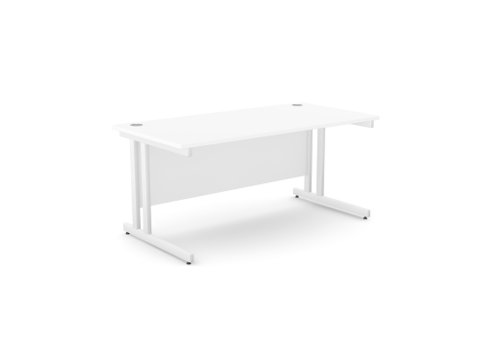 Ashford Twin Bar Metal Leg 1600mm x 800mm Straight Desk - White/WHT