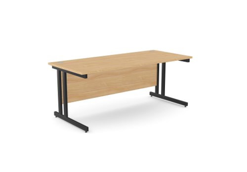 Ashford Twin Bar Metal Leg 1800mm x 800mm Straight Desk - Beech/BLK