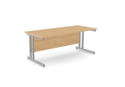 Ashford Twin Bar Metal Leg 1800mm x 800mm Straight Desk - Beech/SLV